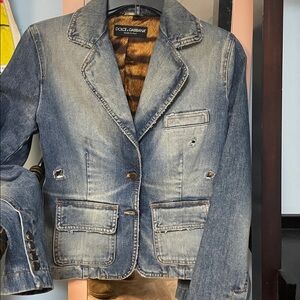 Dolce & Gabbana Brown and Black Patterned Fabric Denim jacket/ Blazer Size 42